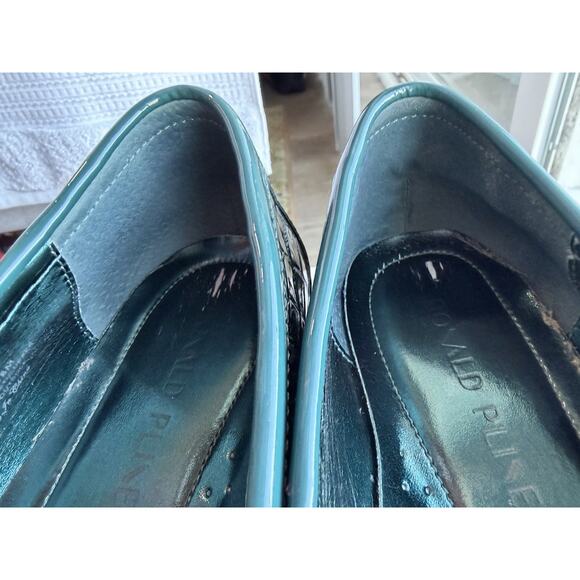 Donald J Pliner Emerald green Women’s Croc embossed Leather Comfy Loafers Size 8 - Picture 12 of 13